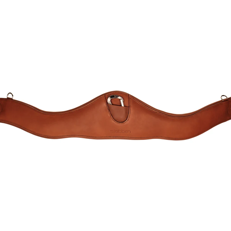 Stubben Leather Girth Contour with Elastic on Both Sides Cognac