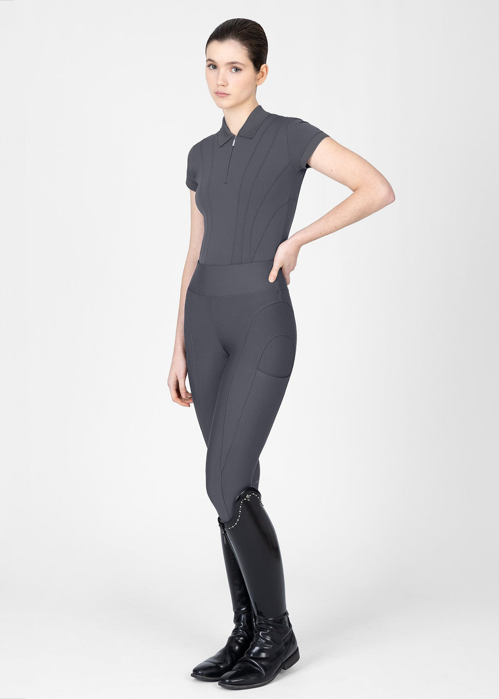 MAXIMILIAN EQUESTRIAN Arc Kurzarm Polo Shirt graphite