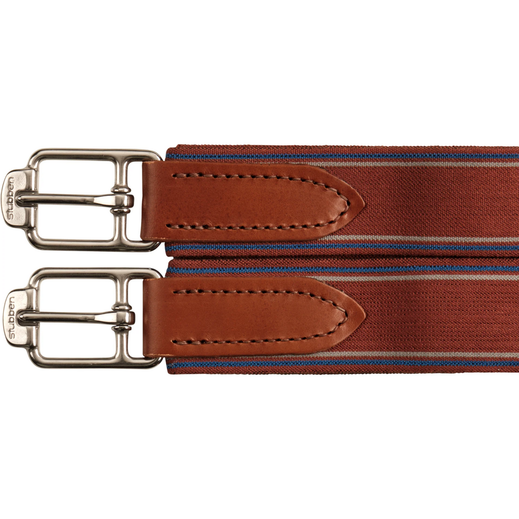 Stubben Leather Girth Contour with Elastic on Both Sides Cognac