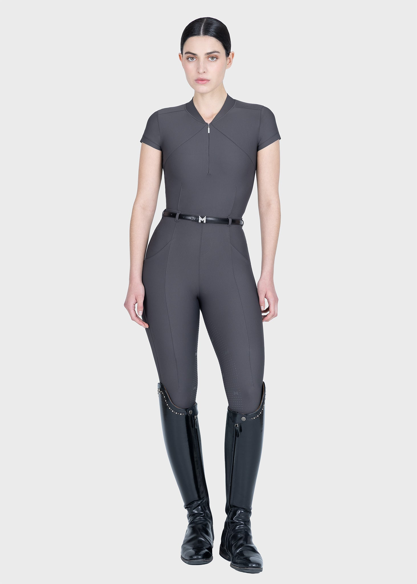 MAXIMILIAN EQUESTRIAN Halo Riding Leggings + Belt graphite