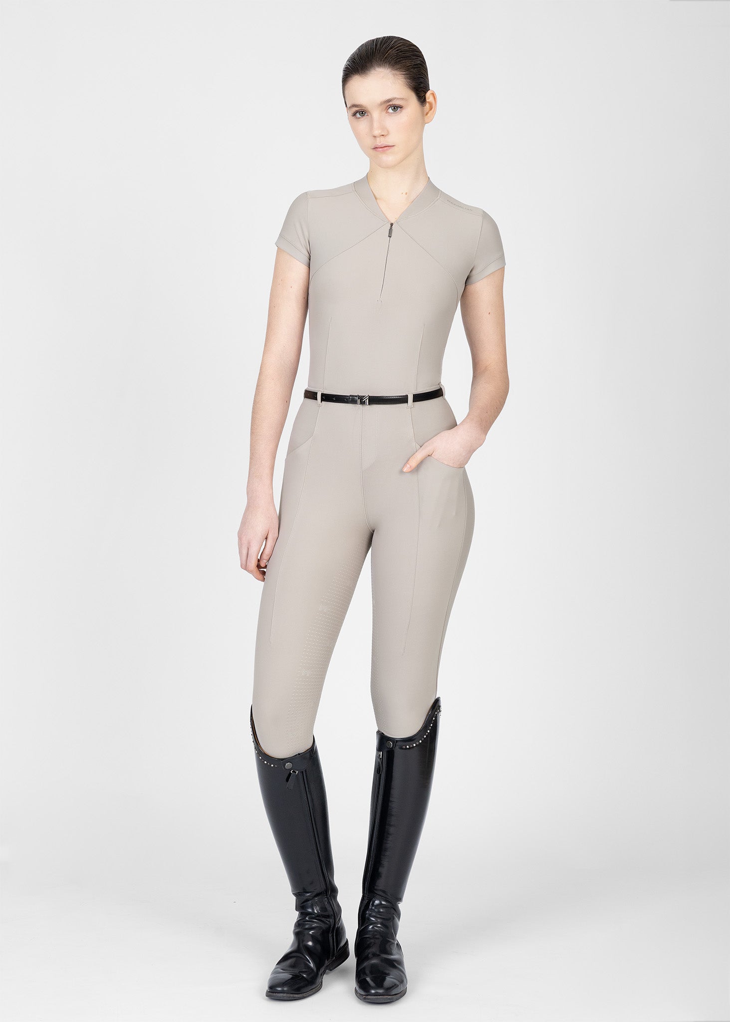 MAXIMILIAN EQUESTRIAN Halo Riding Leggings soft taupe + Belt