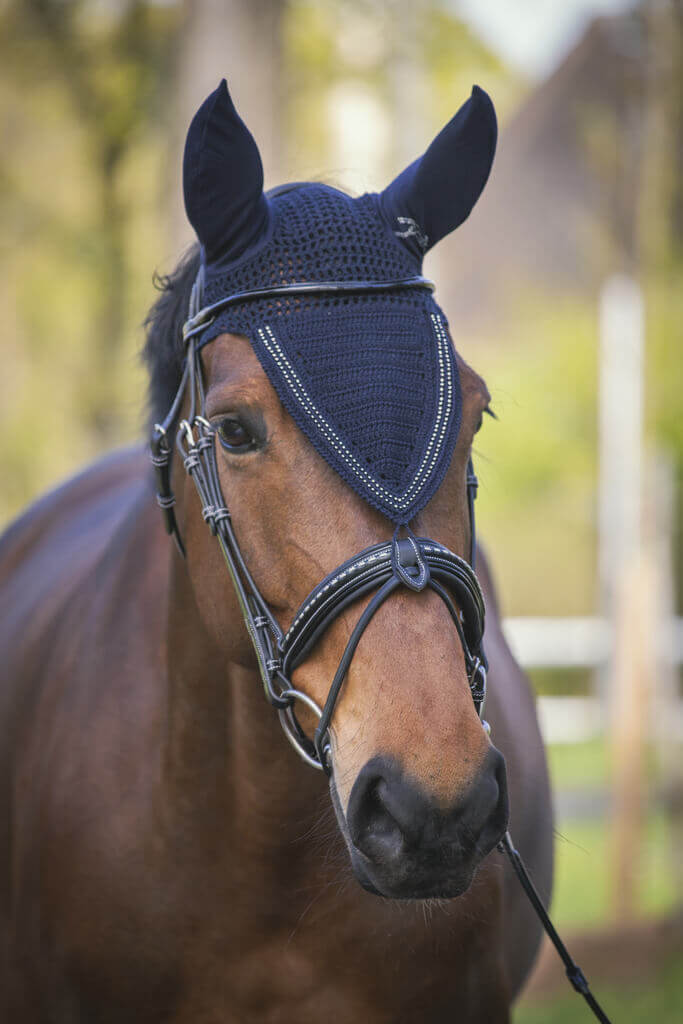 Penelope Fliegenhaube Strass navy