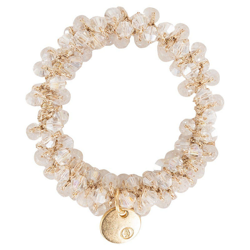 BR Hair Tie Beads White Crystal