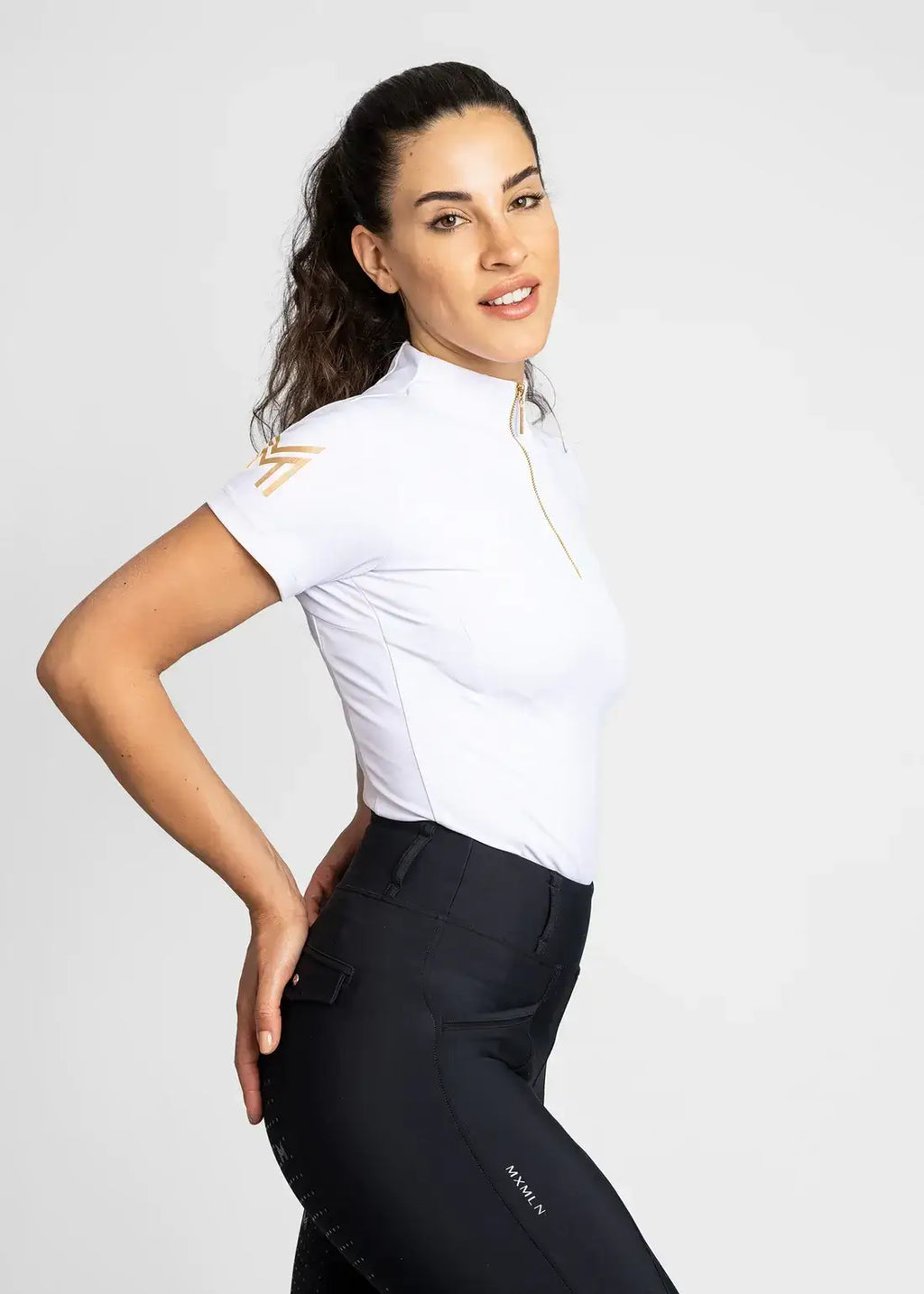 MAXIMILIAN EQUESTRIAN Kurzarm Shirt Base Layer white gold