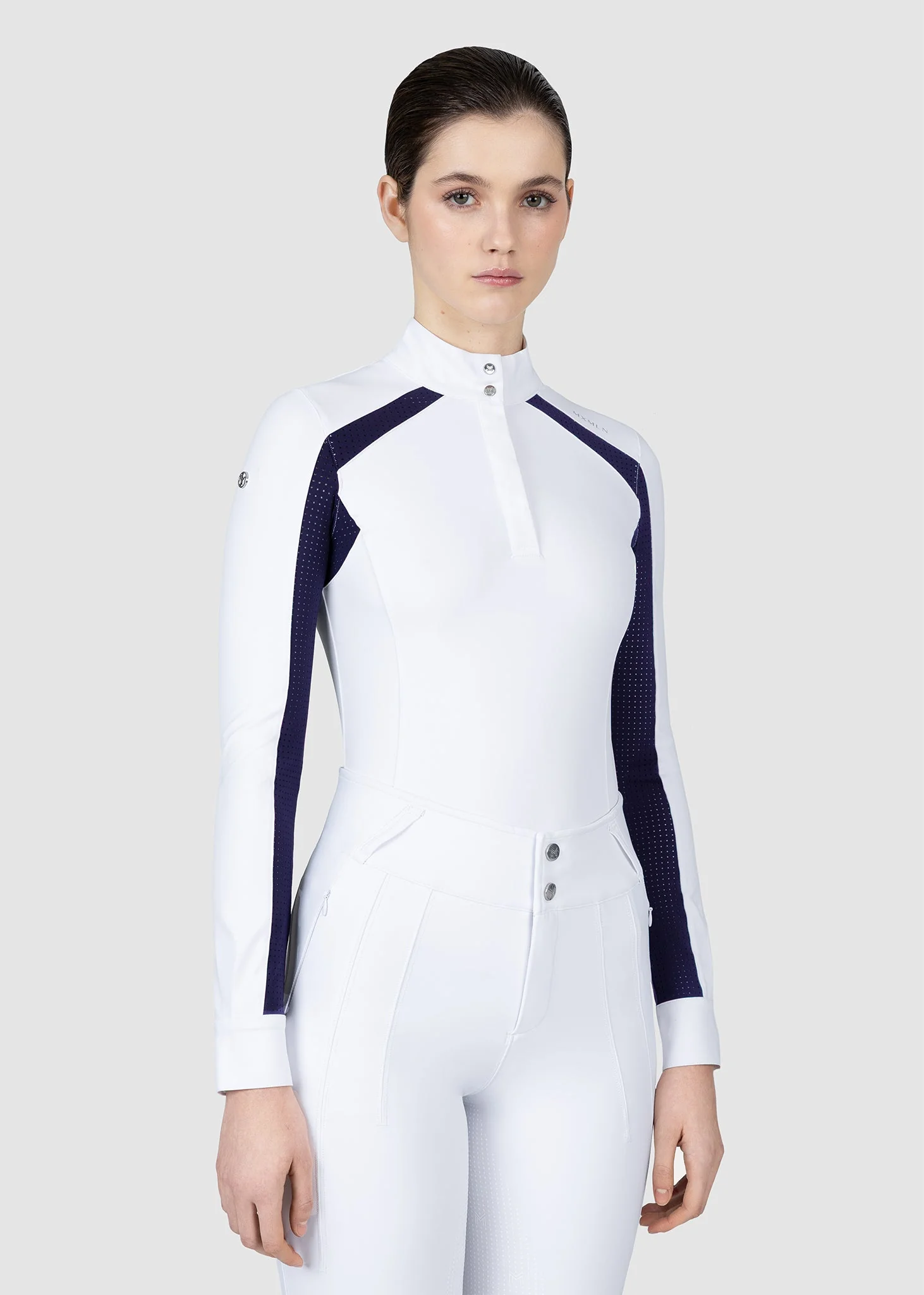 MAXIMILIAN EQUESTRIAN Aveen Langarm Show Shirt weiß navy