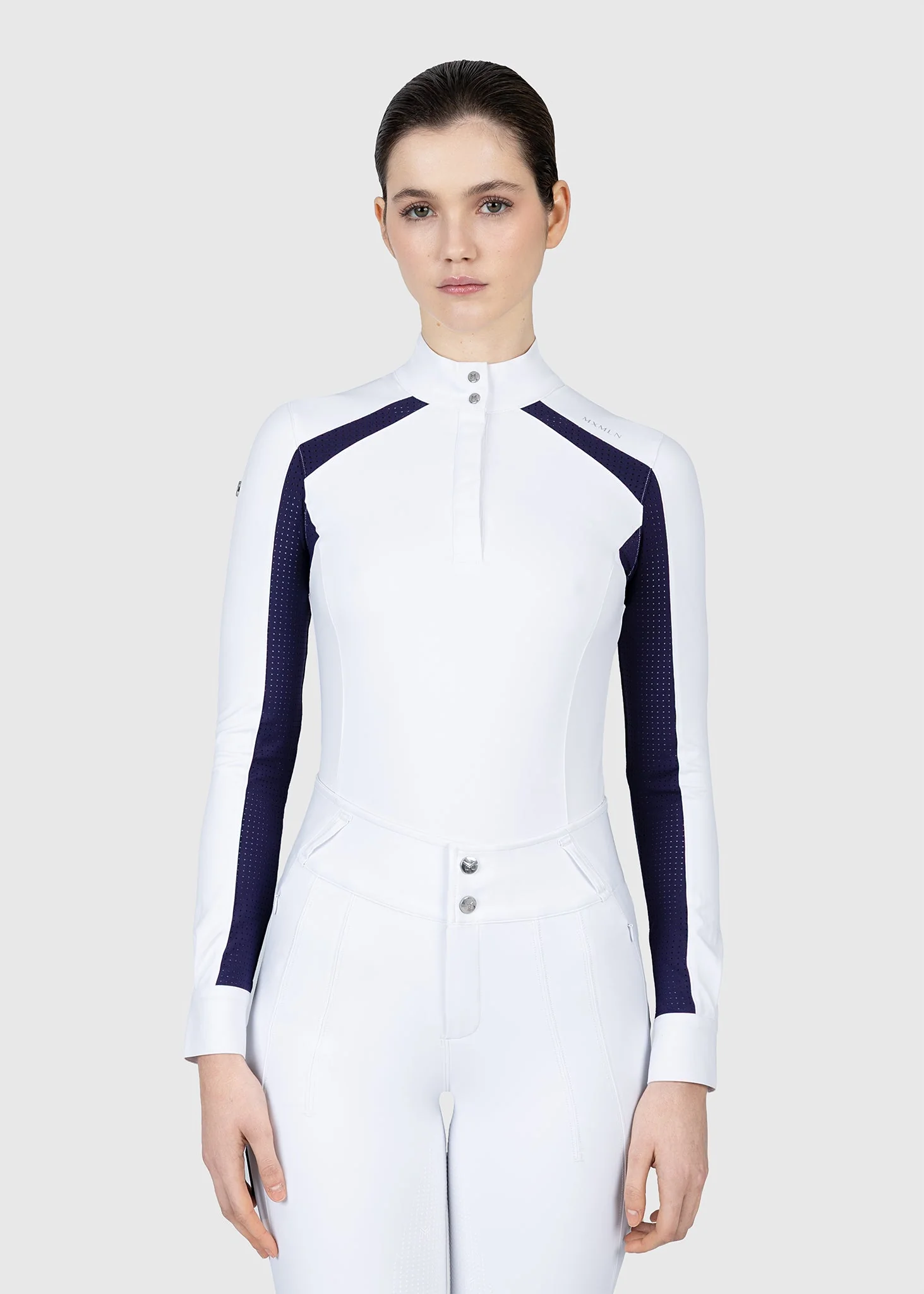 MAXIMILIAN EQUESTRIAN Aveen Langarm Show Shirt weiß navy