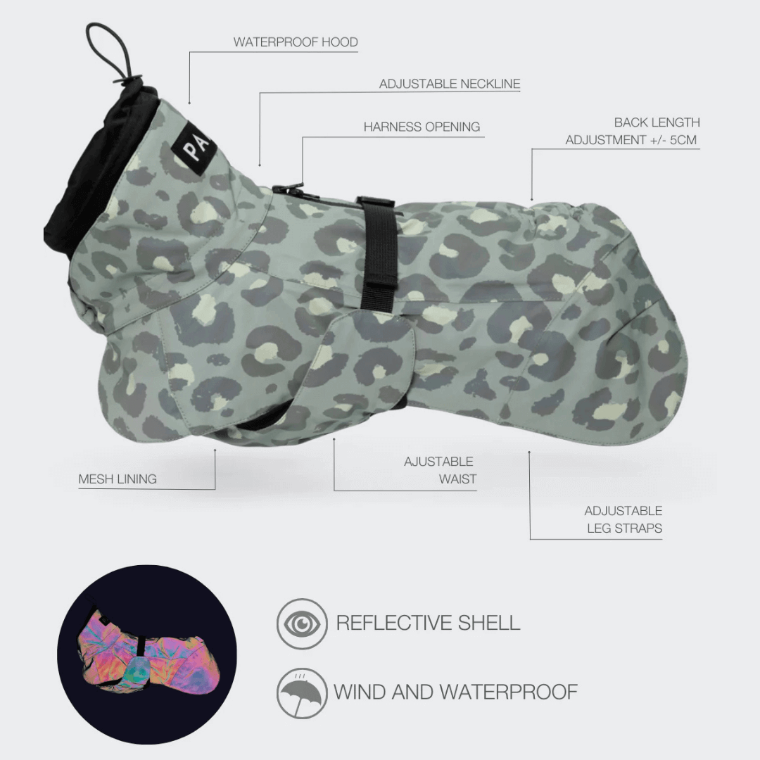 PAIKKA Visibility Regenmantel Lite für Hunde Leo grün