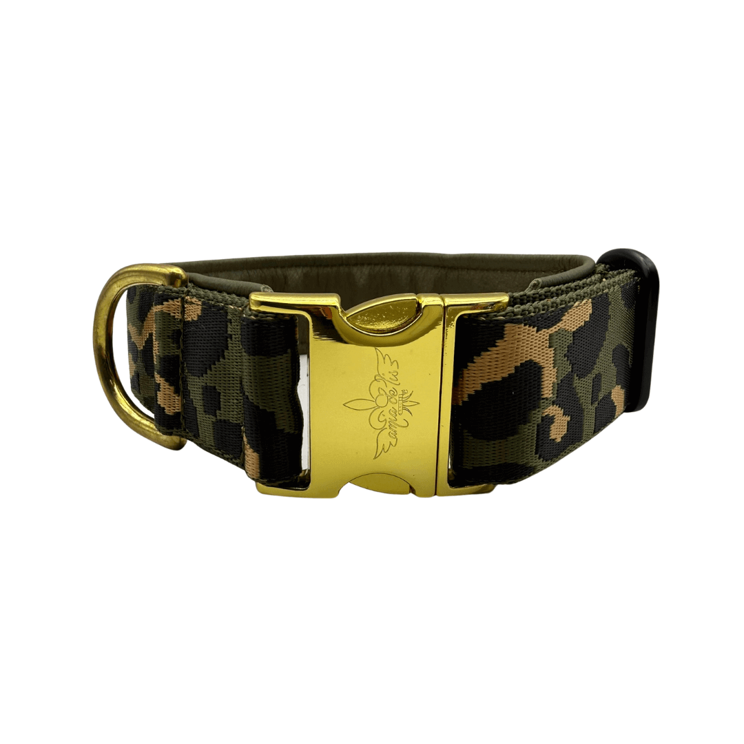 Amia De Lis Hundehalsband Leoliebe oliv