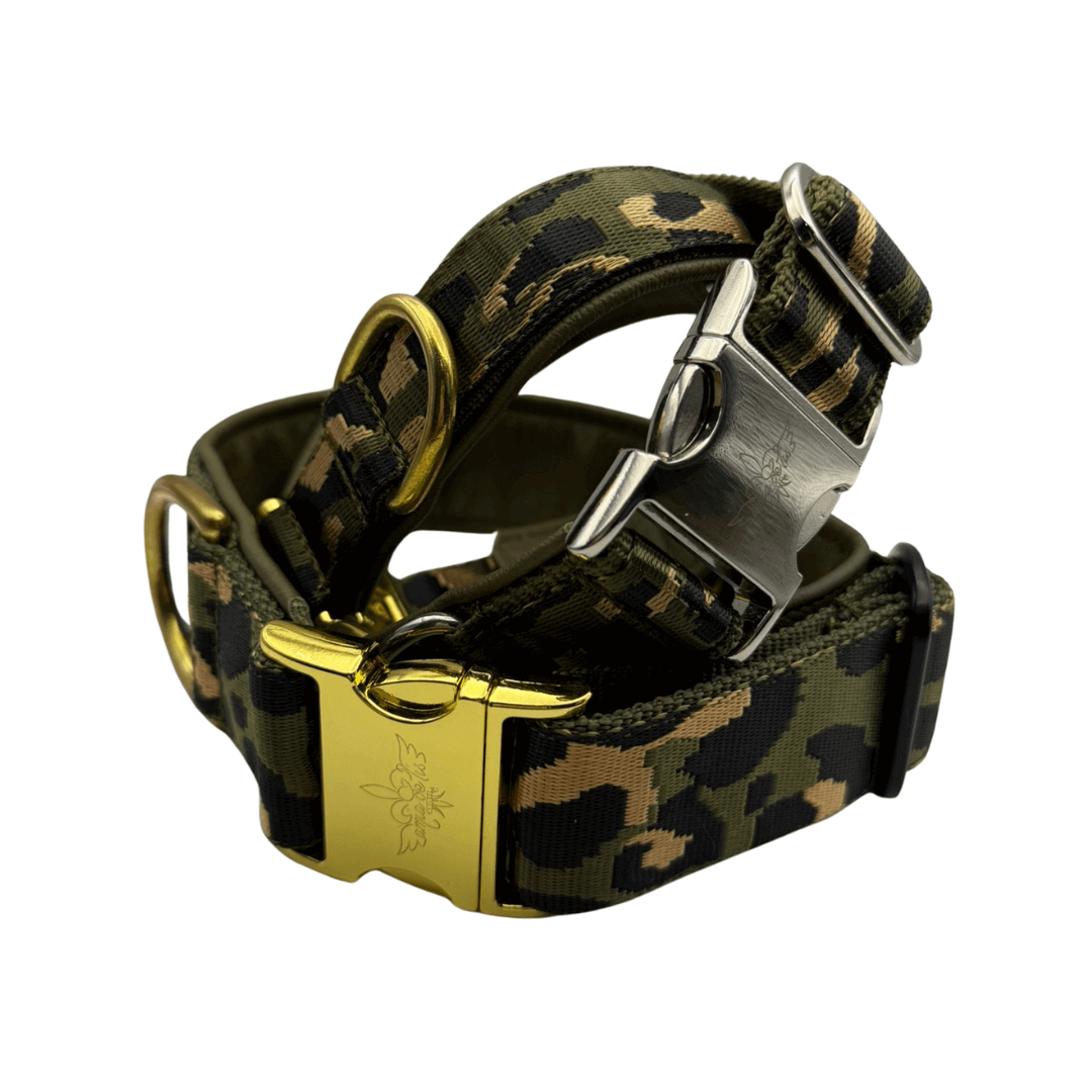 Amia De Lis Hundehalsband Leoliebe oliv