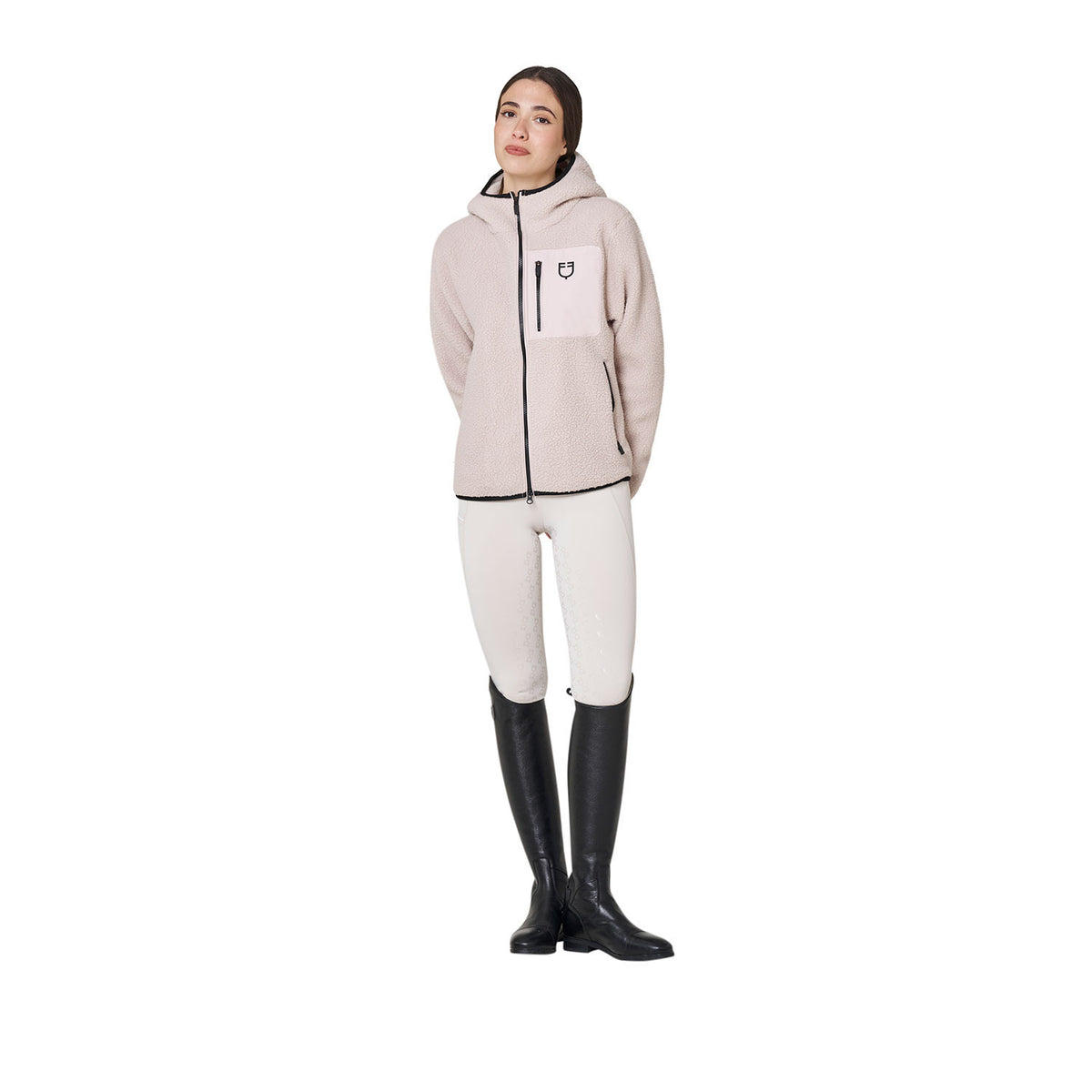 Equestro Damen-Teddyfleece-Hoodie mit Reißverschluss