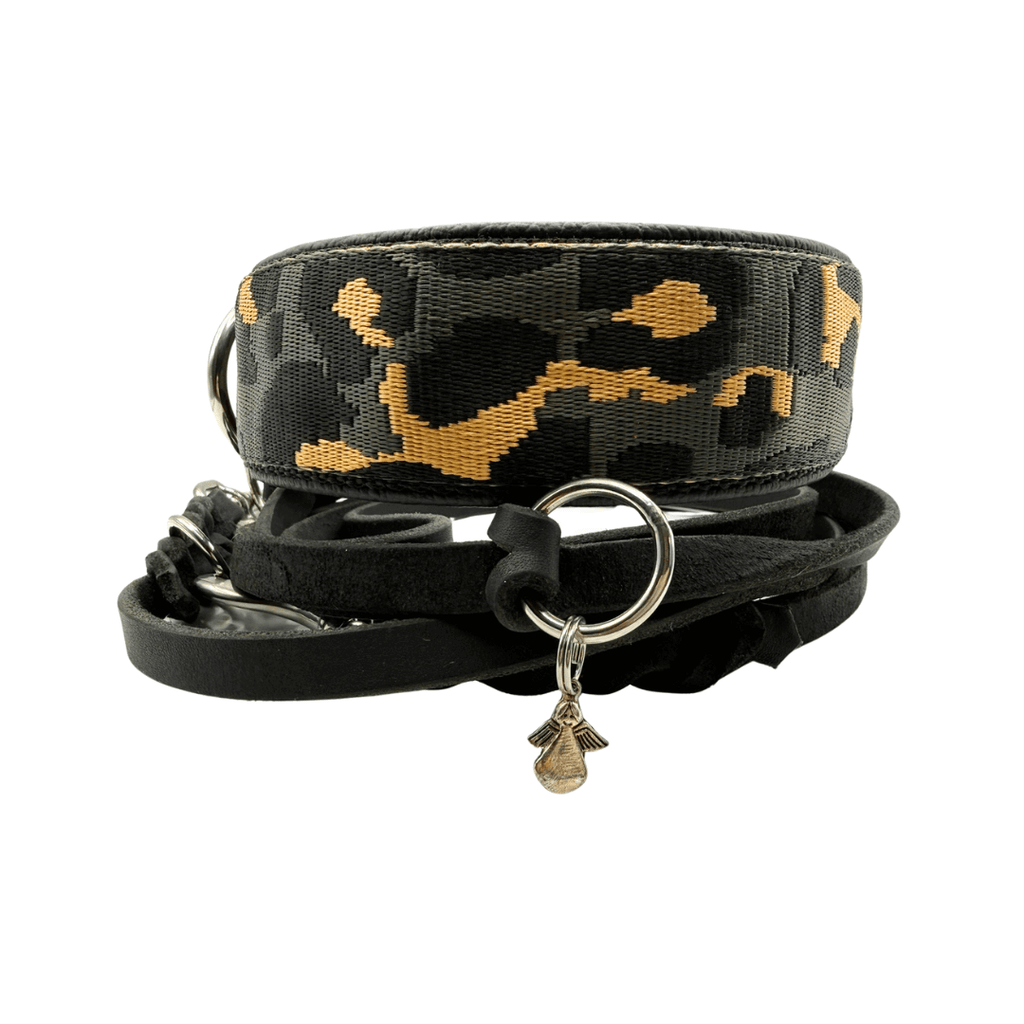 Amia De Lis Fettlederleine schwarz