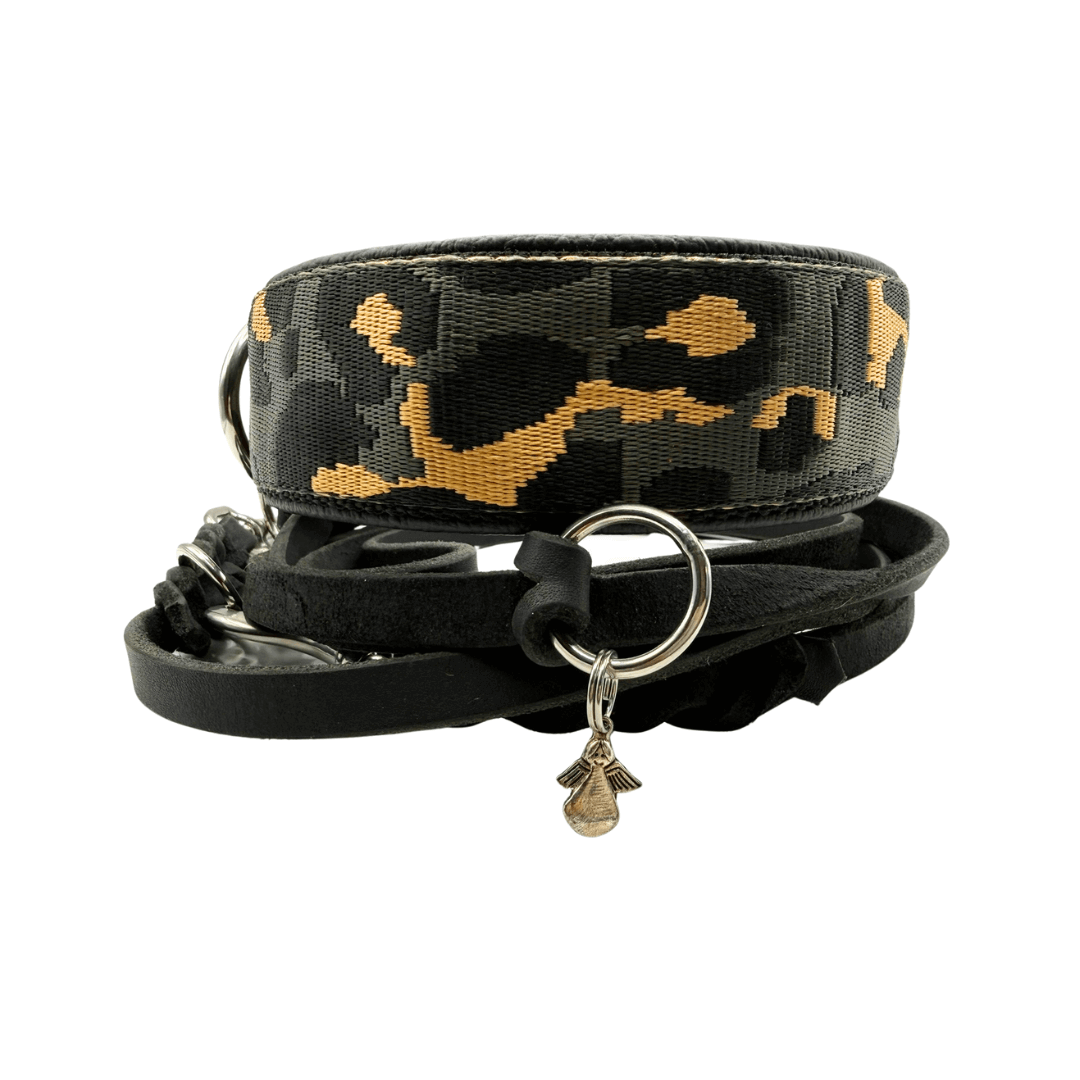 Amia De Lis Fettlederleine schwarz