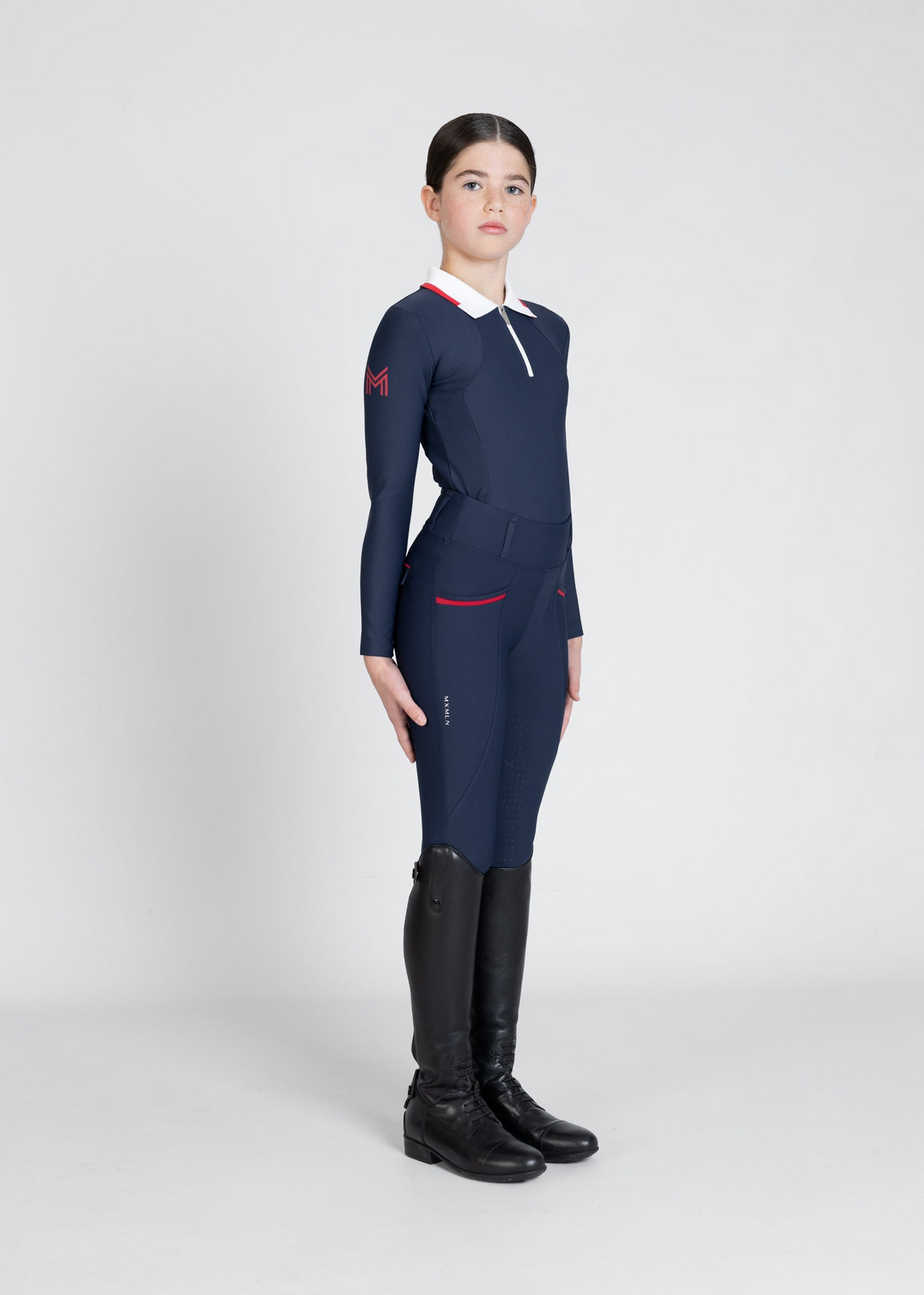 MAXIMILIAN EQUESTRIAN YR Pro Riding Leggings navy red