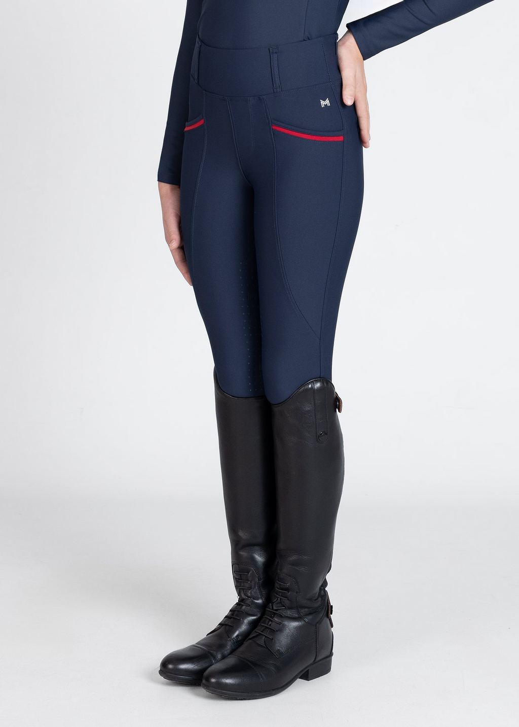 MAXIMILIAN EQUESTRIAN YR Pro Riding Leggings navy red