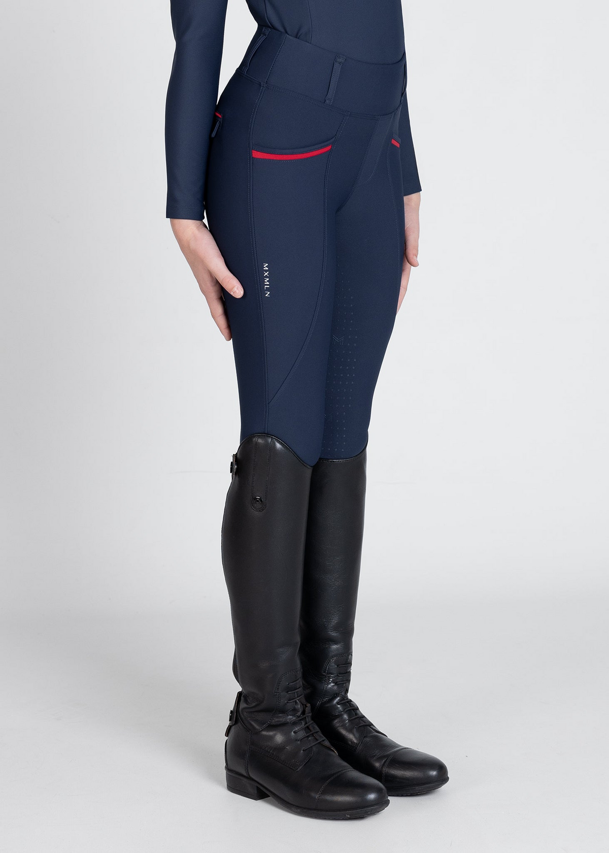 MAXIMILIAN EQUESTRIAN YR Pro Riding Leggings navy red