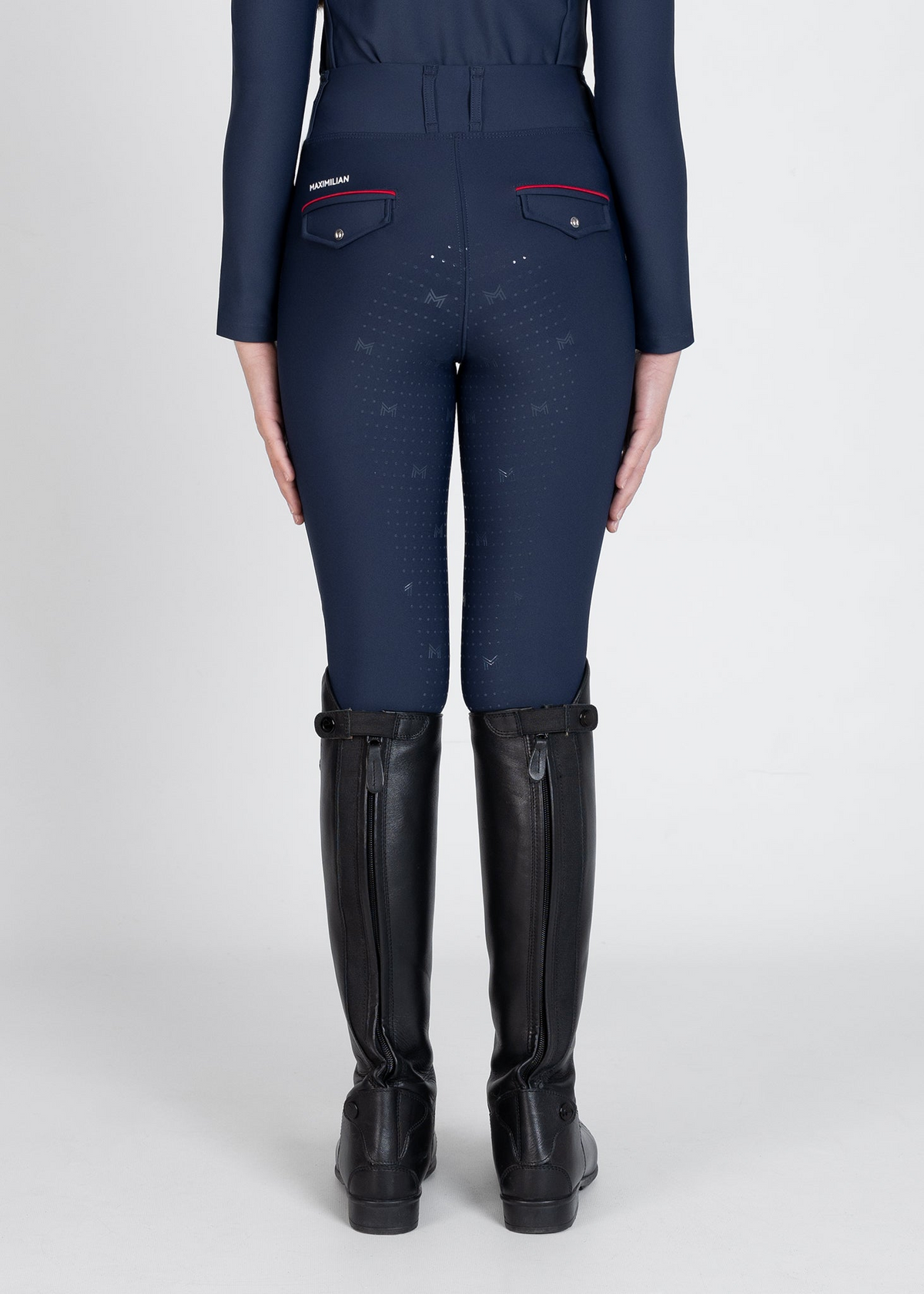 MAXIMILIAN EQUESTRIAN YR Pro Riding Leggings navy red